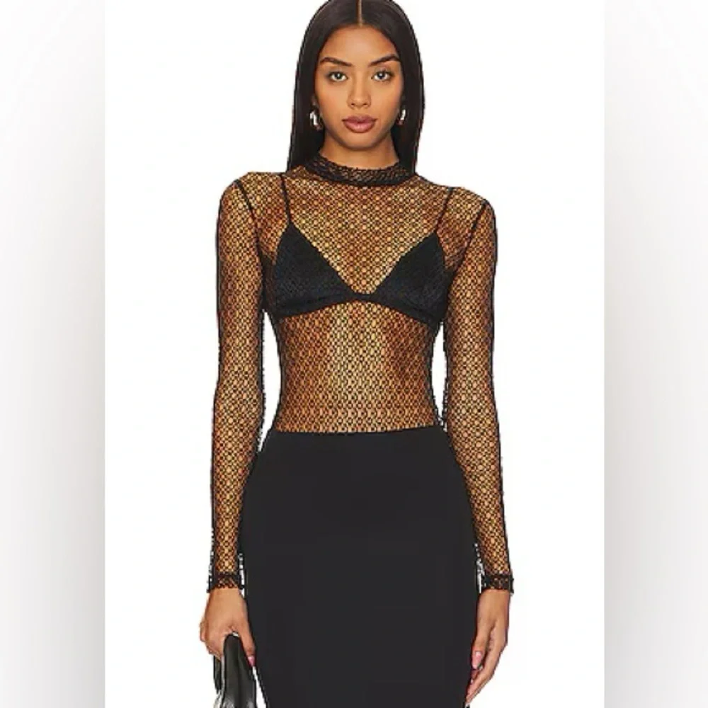 Bardot NWT Aubree Black Stretch Lace Bodysuit XS/2